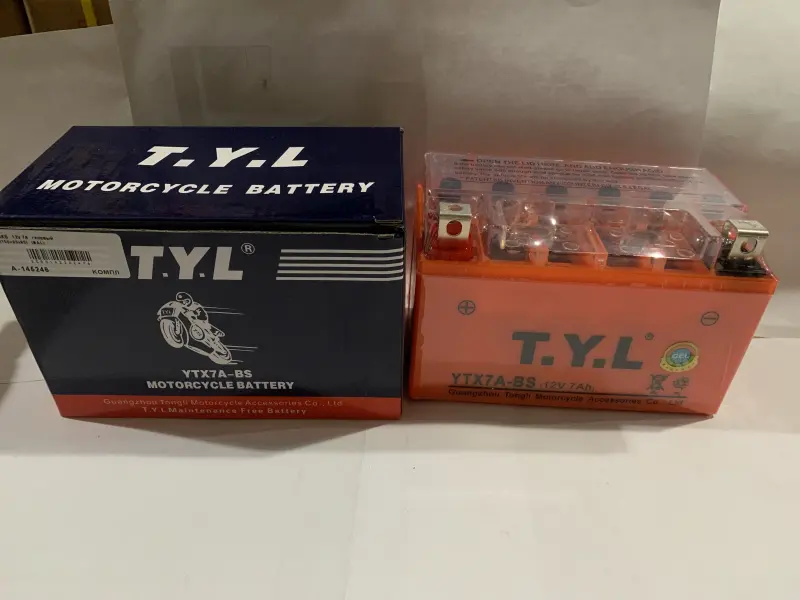 Мотоаккумулятор TYL YTX7A-BS, 12 В, 7 А·ч, 150×85×95 мм, гелевый