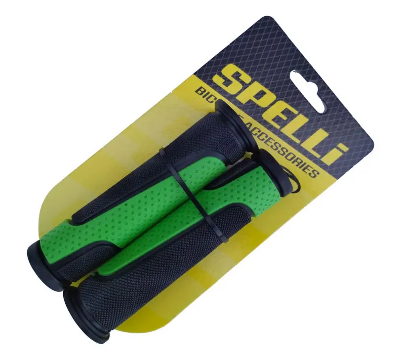 Велосипедные грипсы Spelli SBG-6708L, 127 мм, черно-зеленые