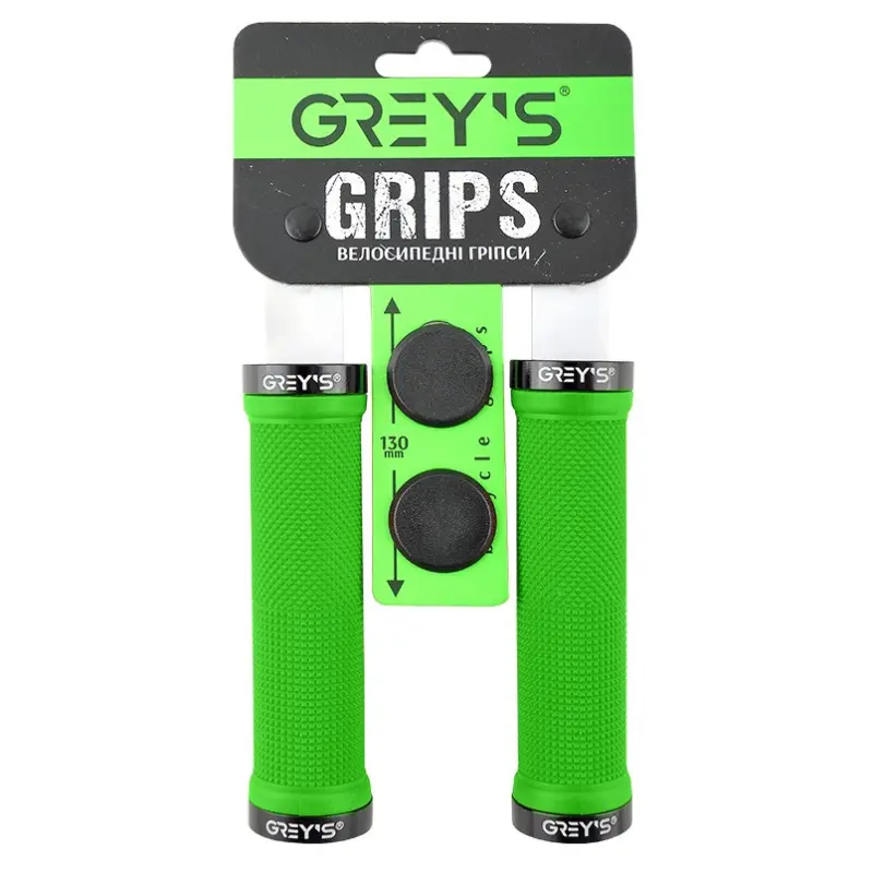 Велосипедные грипсы Grey's GR17520, зеленые, прямые, 130 мм