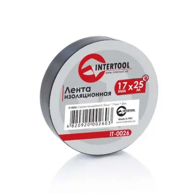 Ізоляційна стрічка INTERTOOL 17 мм × 25 м × 0,15 мм, чорна