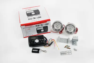 Мотоаудиосистема 2.0 mod:978 с сигнализацией, MP3/FM/USB/SD, ПДУ и ЖК-дисплеем
