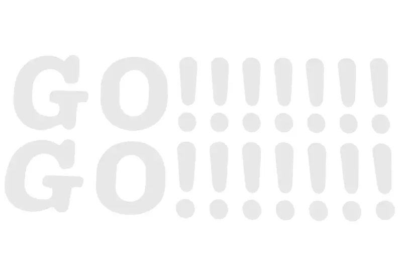 Декоративна наліпка GO!!!!!!! біла, 41×9 (#0498R)