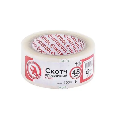 Прозорий пакувальний скотч INTERTOOL KT-0903, 48 мм × 100 м