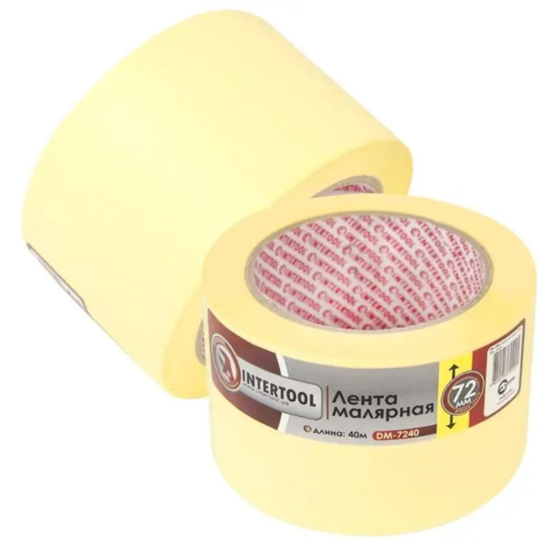 Малярная лента INTERTOOL 72 мм × 40 м, желтая