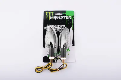 Світлодіодні стрілоподібні покажчики повороту MONSTER ENERGY, сріблясті, прозорі, 11 LED, пара