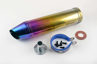 Прямоточний тюнінговий глушник 300×90 мм, Ø48 мм, райдужний