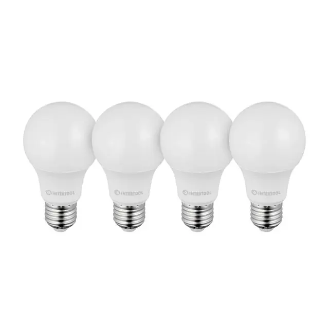 Светодиодные лампы INTERTOOL A60 E27 10 Вт 4000 К, 4 шт.