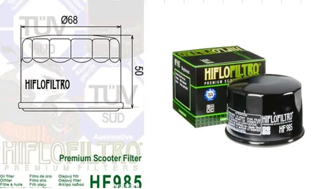 Масляный фильтр Hiflofiltro HF985 для Kymco и Yamaha, Ø68 × 50 мм