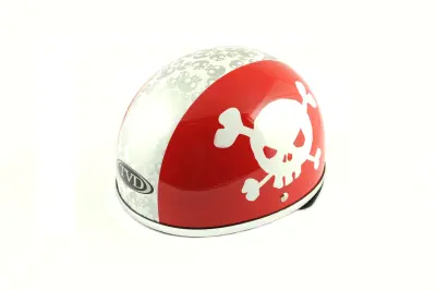 Відкритий мотошолом TVD Skull, розмір L, червоно-білий