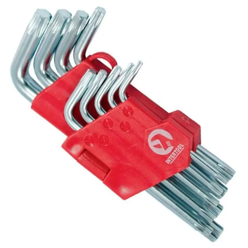 Набір Г-подібних ключів TORX INTERTOOL HT-0607, T10–T50, 9 шт.