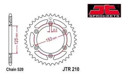 Зірка задня трансмісійна 520-45T JTR210 для Honda/Pitbike