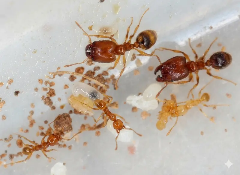 Pheidole flaveria Ant Colony with Queens and Workers — 2 queens and 20–300 workers