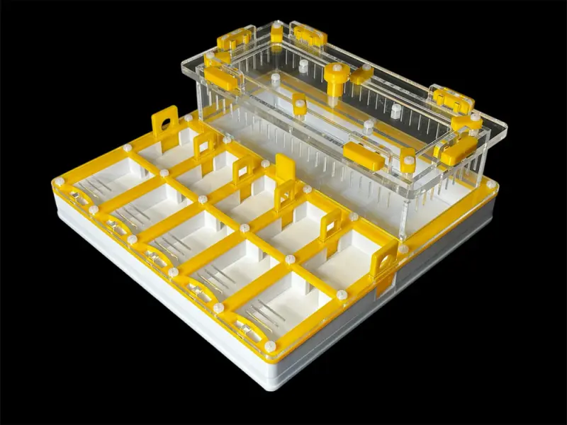 ANTMART Grid Yellow Full-Gypsum Ant Farm, Variant B, 200×200 mm