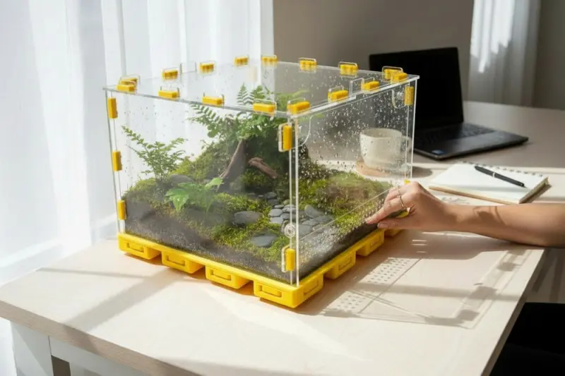 ANTMART Yellow 300×300×200 mm terrarium with magnetic door
