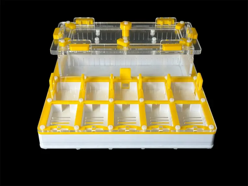ANTMART Grid Yellow Full-Gypsum Ant Farm, Variant B, 200×200 mm