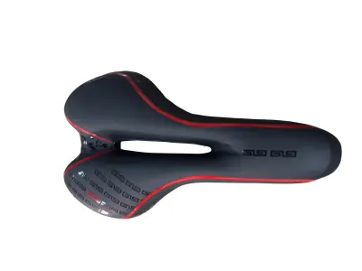Сідло велосипедне MTB GEL 270×160 мм, чорно-біло-червоне