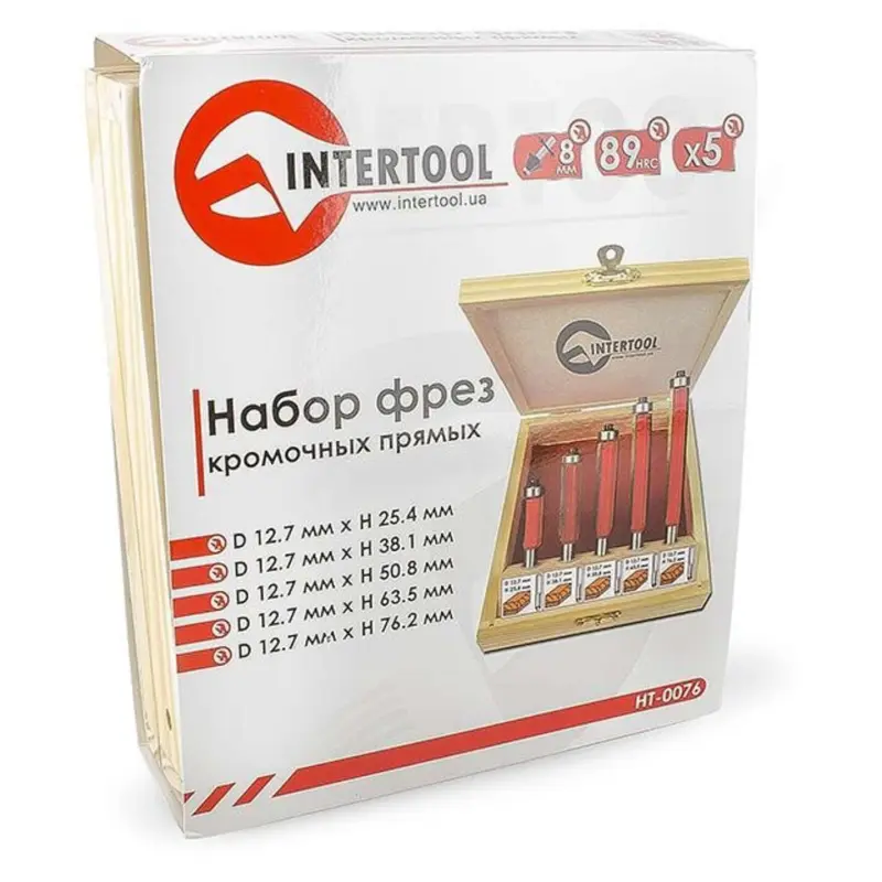 Набор прямых кромочных фрез INTERTOOL, 5 шт.