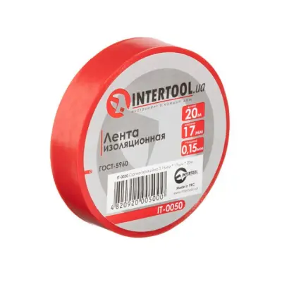 Стрічка ізоляційна ПВХ Intertool 17 мм х 20 м, 0,15 мм, червона
