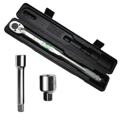 Ключ динамометричний 1/2″ 28–210 Нм із перехідником 1/2″ × 3/8″ та подовжувачем 125 мм