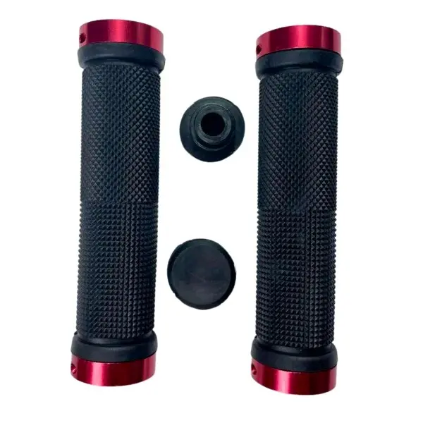 Ручки руля 130 мм с двусторонним зажимом Lock-On, чёрно-красные FL-426