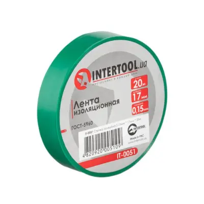 Стрічка ізоляційна ПВХ Intertool 0,15х17 мм 20 м зелена