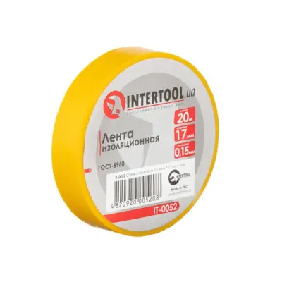 Стрічка ізоляційна ПВХ 0.15х17 мм 20 м жовта Intertool