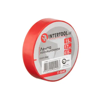 Стрічка ізоляційна ПВХ INTERTOOL 0.15х17 мм 15 м червона