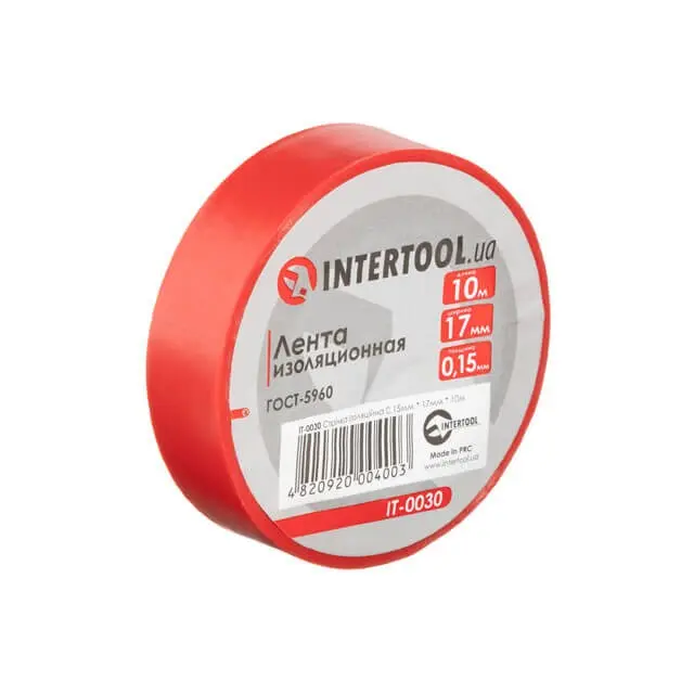 Лента изоляционная ПВХ Intertool 0.15х17 мм, 10 м, красная