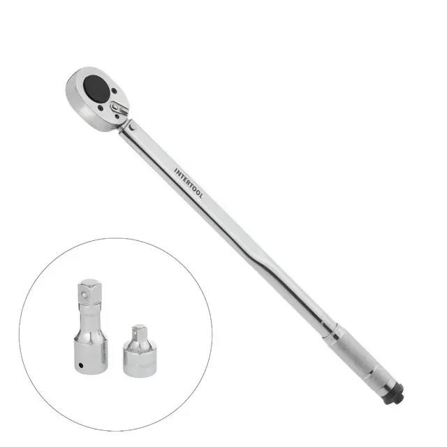 Ключ динамометрический INTERTOOL 3/4″, 70–420 Нм, с переходником 3/4″ × 1/2″ и удлинителем 100 мм