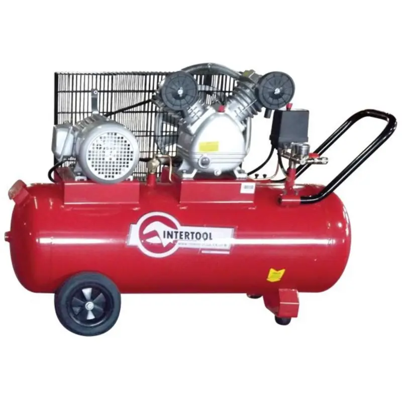 Компрессор поршневой INTERTOOL 100 л, 3 кВт, 380 В, 10 атм, 500 л/мин, 2 цилиндра