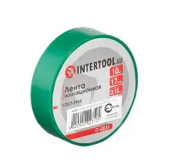 Стрічка ізоляційна INTERTOOL зелена 0,15 мм × 17 мм × 10 м