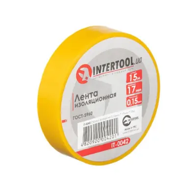 Стрічка ізоляційна ПВХ Intertool 0,15х17 мм, 15 м, жовта
