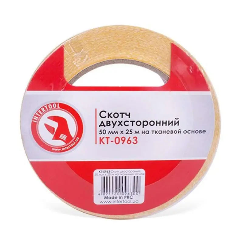 Скотч двусторонний на тканевой основе 50 мм x 25 м INTERTOOL