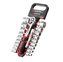 Набор торцевых головок 1/2″ 8–32 мм INTERTOOL STORM, 20 предметов, Cr-V, трещотка 72 зуба