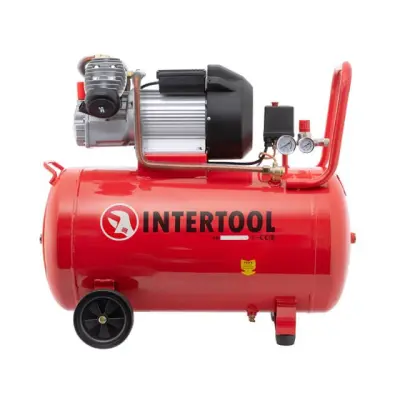 Компресор INTERTOOL 100 л, 3 кВт, 220 В, 8 атм, 420 л/хв, двоциліндровий