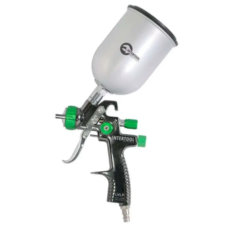 Краскопульт пневматический INTERTOOL LVLP GREEN профессиональный с верхним металлическим бачком