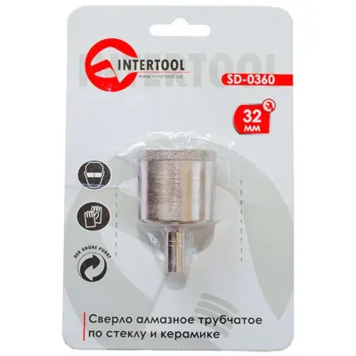 Коронка алмазна трубчаста по склу та кераміці 32 мм INTERTOOL