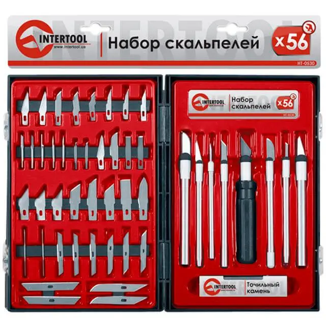 Набор скальпелей 56 предметов в пластиковом футляре
