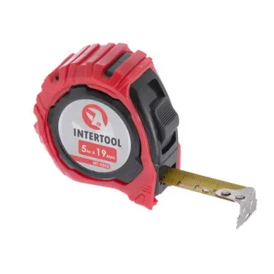 Рулетка вимірювальна Intertool 5 м x 19 мм сталева з магнітним зачепом і фіксатором