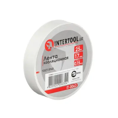 Стрічка ізоляційна ПВХ INTERTOOL 0.15х17 мм 25 м біла