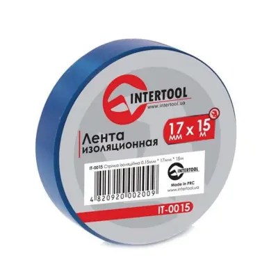 Стрічка ізоляційна ПВХ Intertool 17 мм х 15 м, товщина 0,15 мм, синя