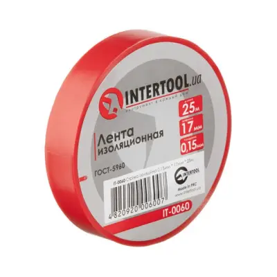 Стрічка ізоляційна ПВХ 0,15х17 мм, 25 м, червона INTERTOOL