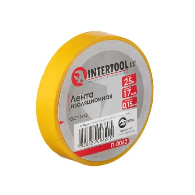 Лента изоляционная ПВХ Intertool 0,15х17 мм, 25 м, жёлтая