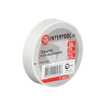 Ізоляційна стрічка ПВХ Intertool біла 0,15 x 17 мм, 20 м
