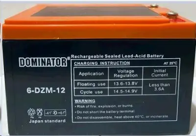 Акумулятор для електровелосипеда DOMINATOR 6DZM-12 12V AGM (пастовий) VDK