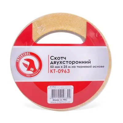 Скотч двусторонний на тканевой основе 50 мм x 25 м INTERTOOL