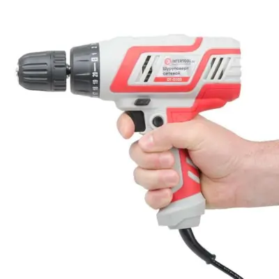 Дрель-шуруповерт сетевой INTERTOOL 320 Вт, 220 В, 0–750 об/мин, патрон 0,8–10 мм, 10 Н·м
