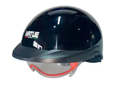 Шолом-каска мотоциклетний VIRTUE MD-513-1 чорний глянцевий із прозорим склом, розмір XL