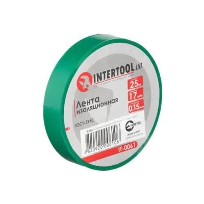 Стрічка ізоляційна ПВХ INTERTOOL 0.15х17 мм, 25 м, зелена
