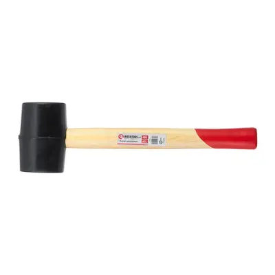 Киянка гумова INTERTOOL 450 г, 60 мм, чорна, з дерев’яною ручкою